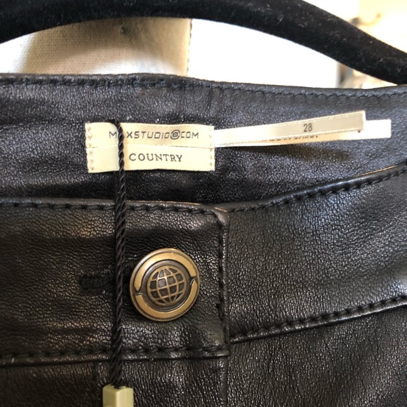 MaxStudio Black Leather Pants, NWT - Picture 2 of 6